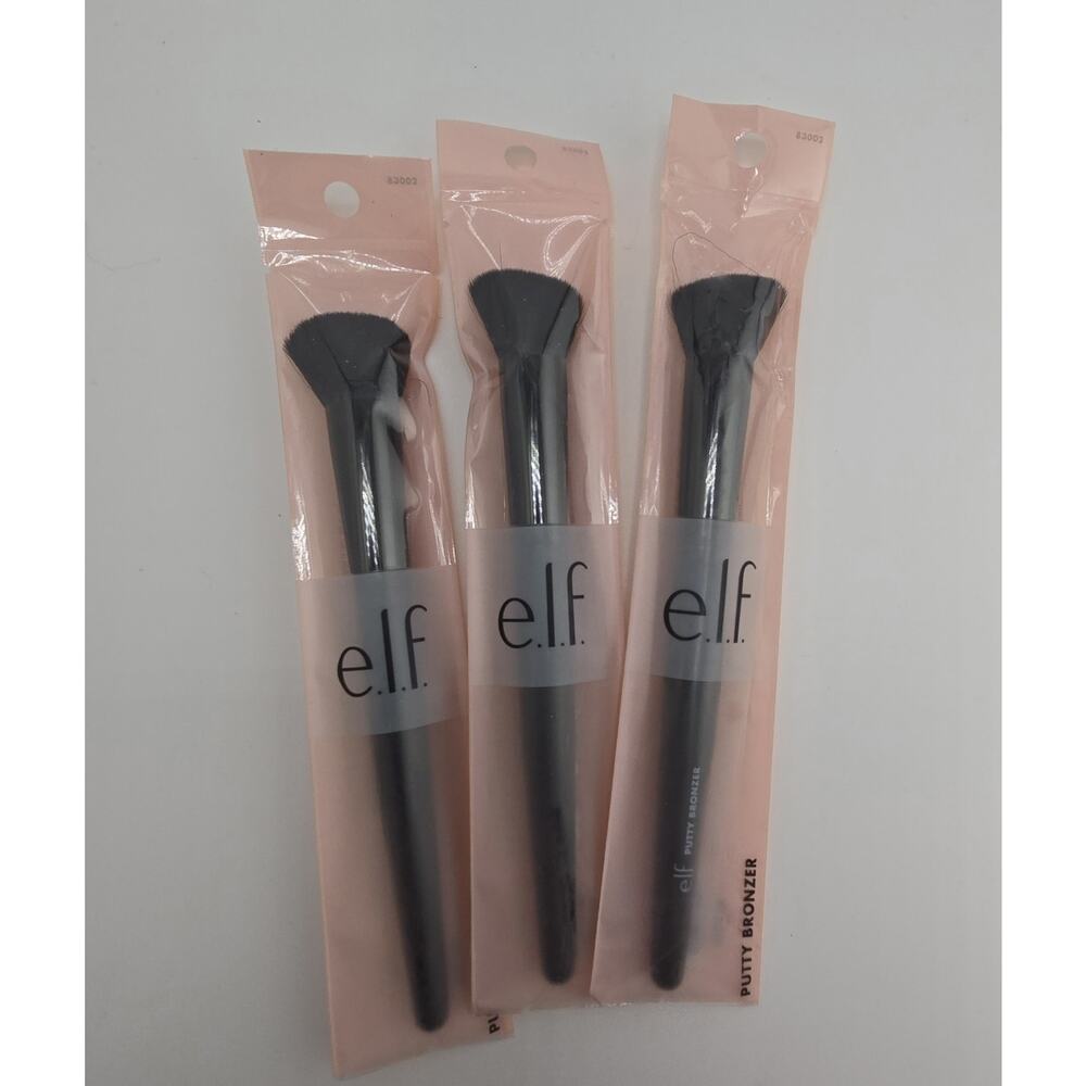 3X e.l.f. Putty Bronzer Brush, Angled Makeup Brush For Contour & Highlight 83002